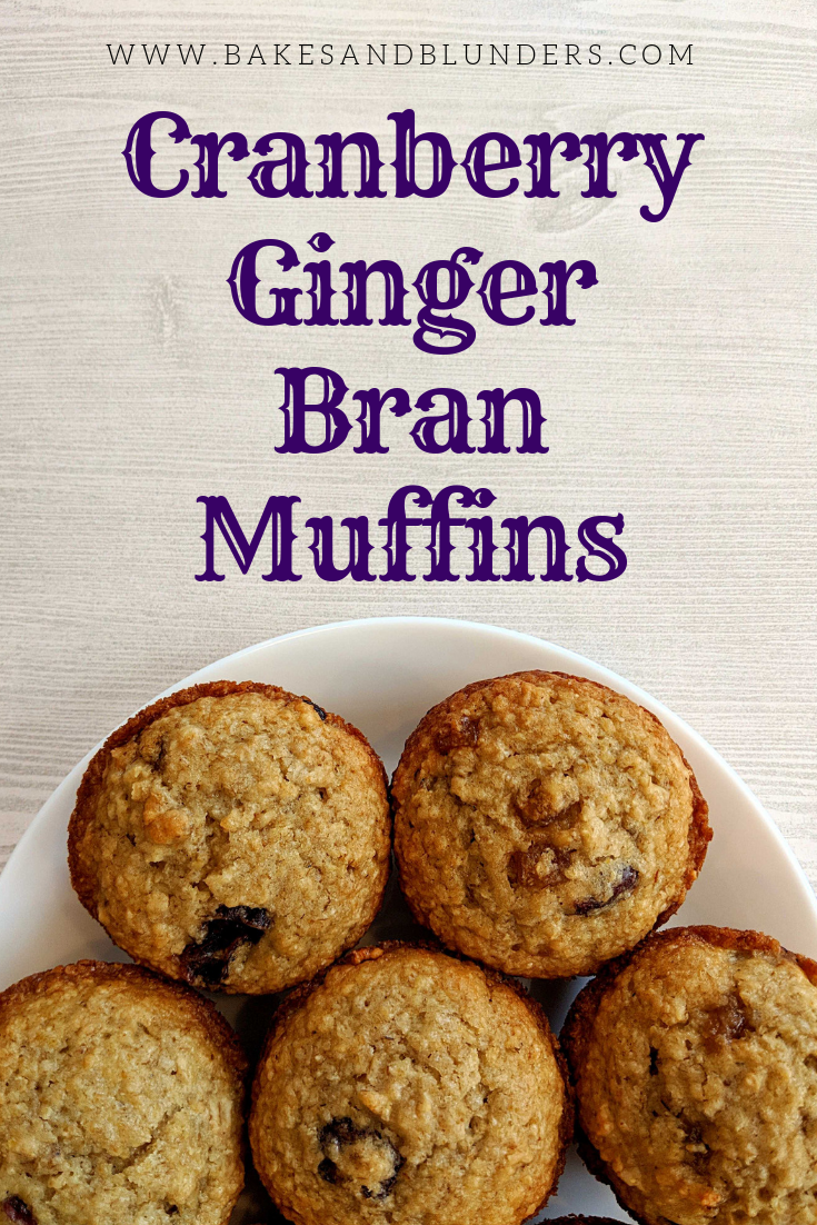 Cranberry Ginger Bran Muffins with crystallized ginger