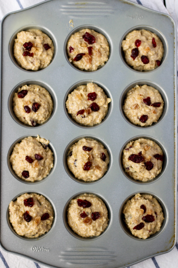 Top the batter with extra cranberries and crystallized ginger