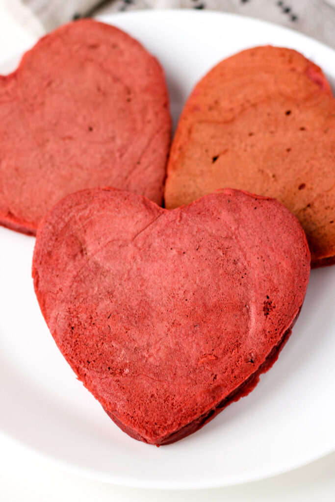 Heart Shaped Red Velvet Pancakes