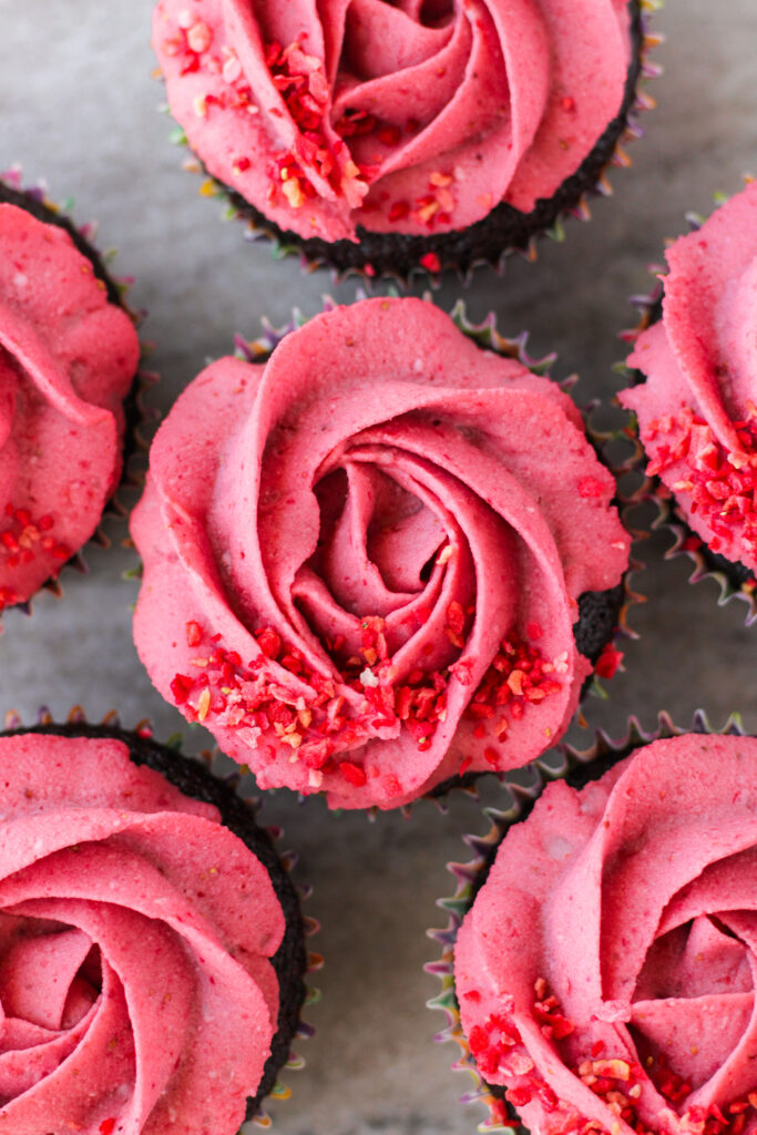 Vegan Chocolate Cupcakes with Strawberry Coconut Cream