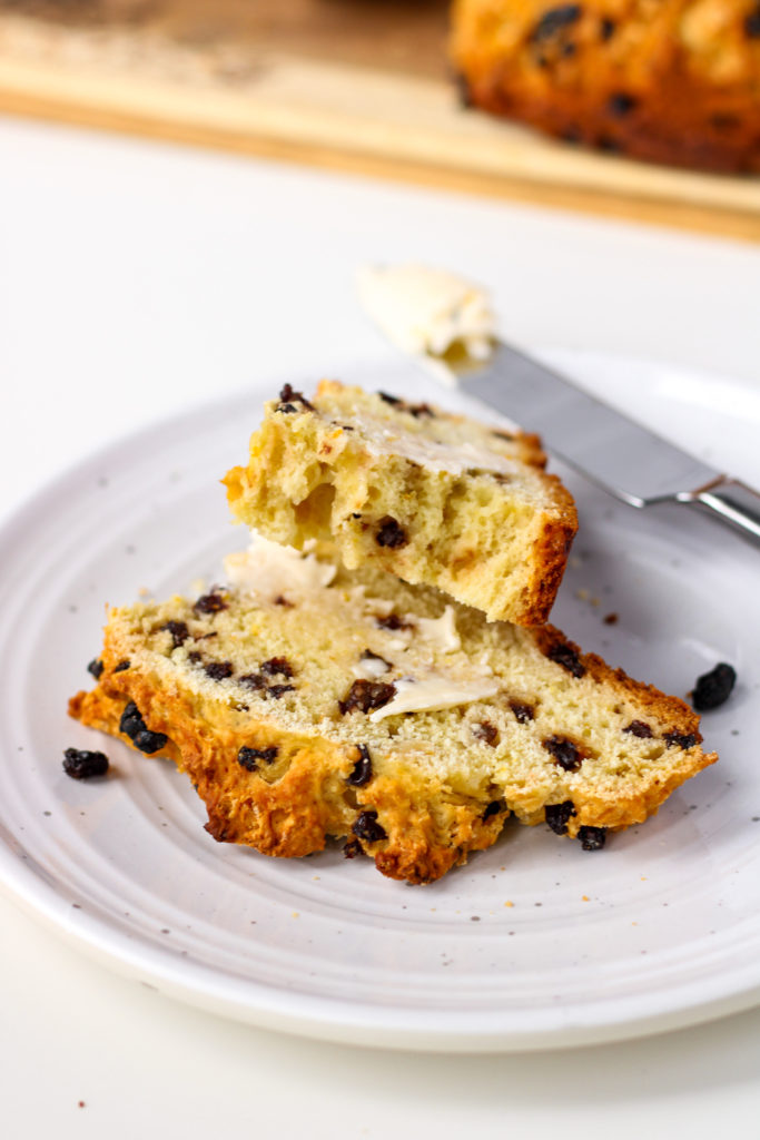 Irish Soda Bread slices with butter | Bakes & Blunders