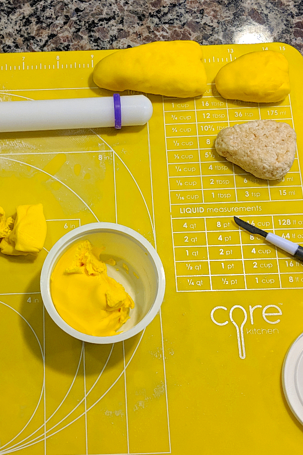 Making fondant covered beaks.