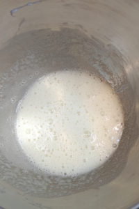Glossy egg whites and sugar.