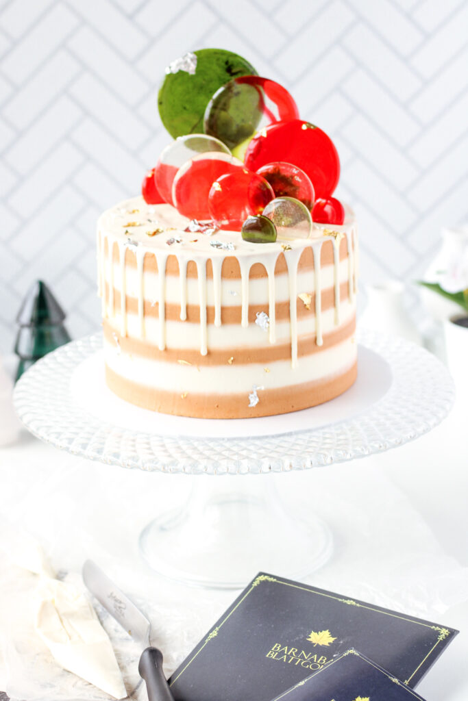 Eggnog Cake with an eggnog drip