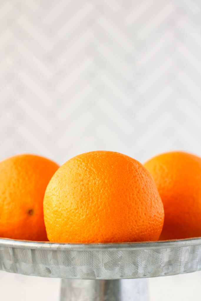 Oranges on a cake stand