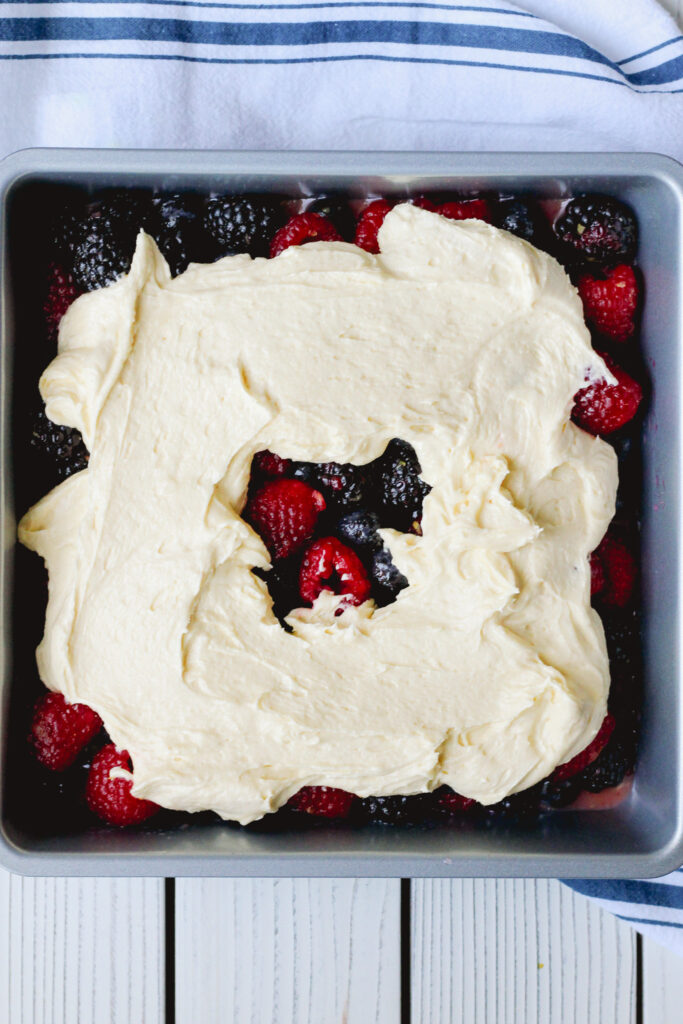 Mixed Berry Buckle before baking