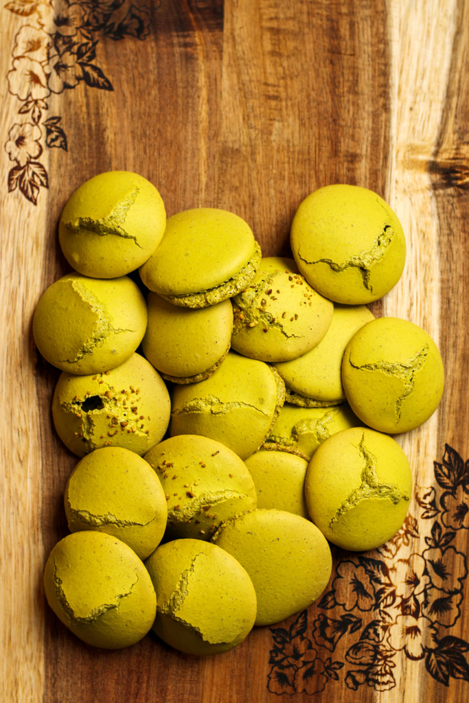 Lopsided and cracked macarons