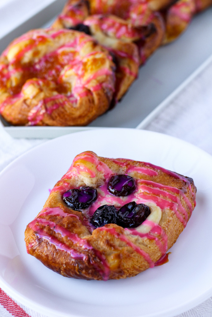 Cherry cream cheese danish on a plate