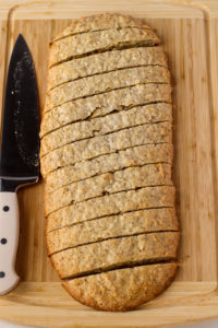 slicing the cookies into even pieces