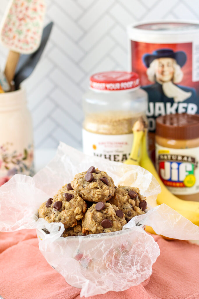 Cookies with wheat germ, banana, peanut butter, and oats