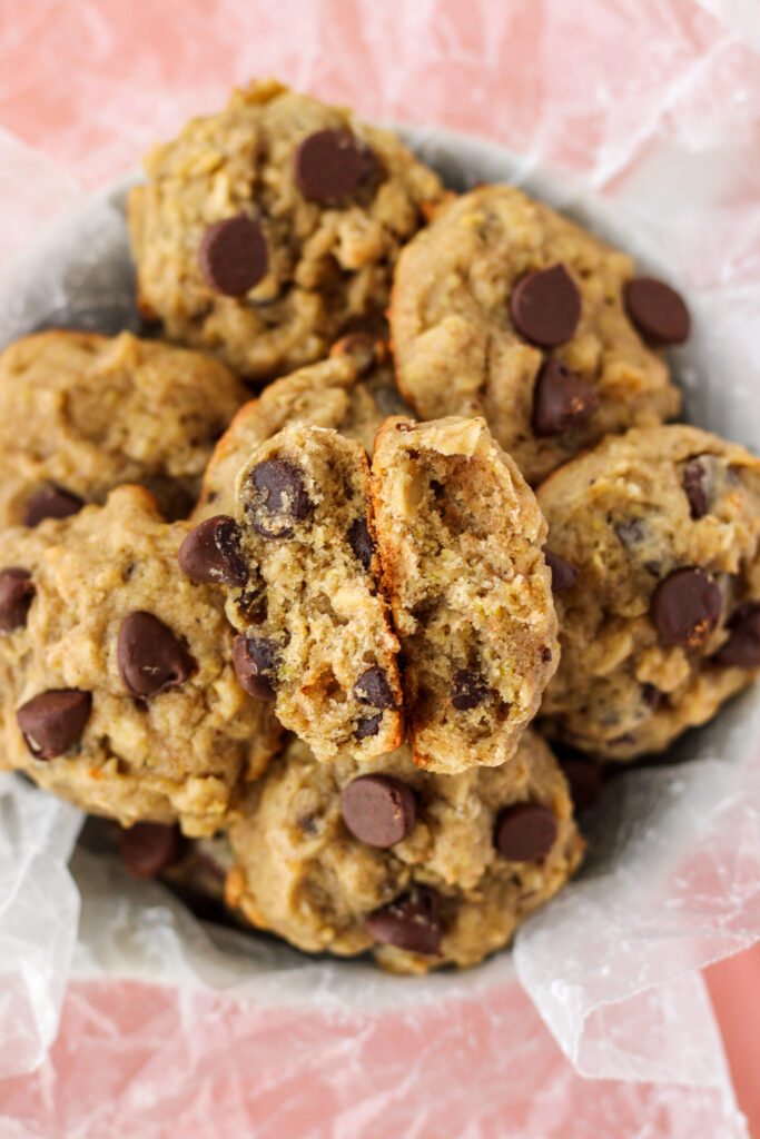 Banana Chocolate Chip Cookies in a bowl