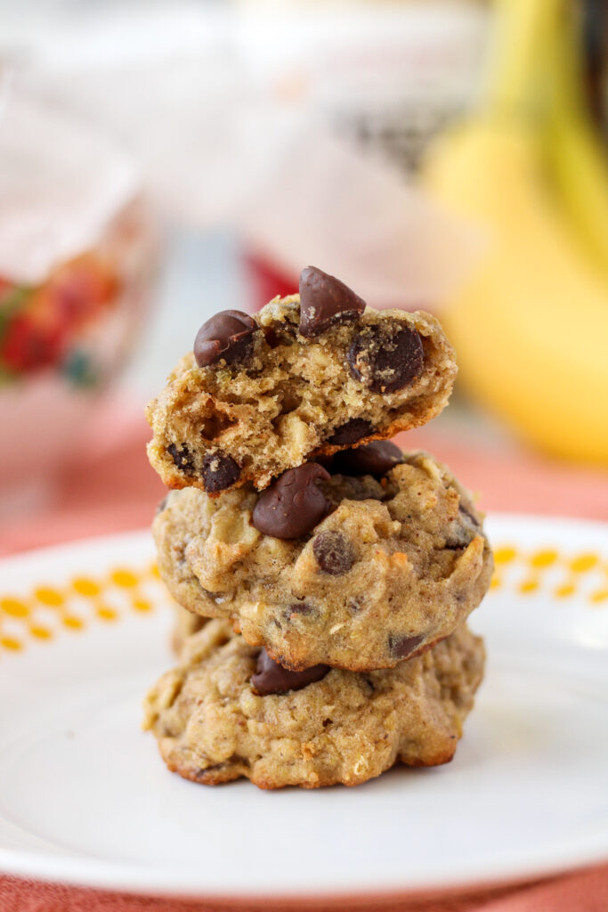 Stack of Banana Chocolate Chip Cookies