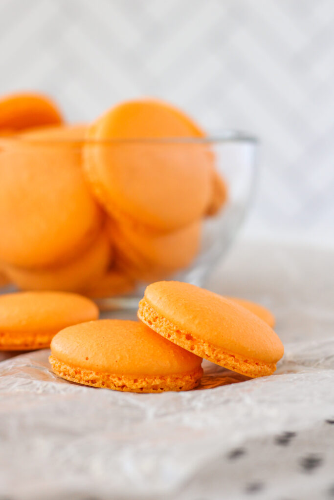 Orange macaron shells