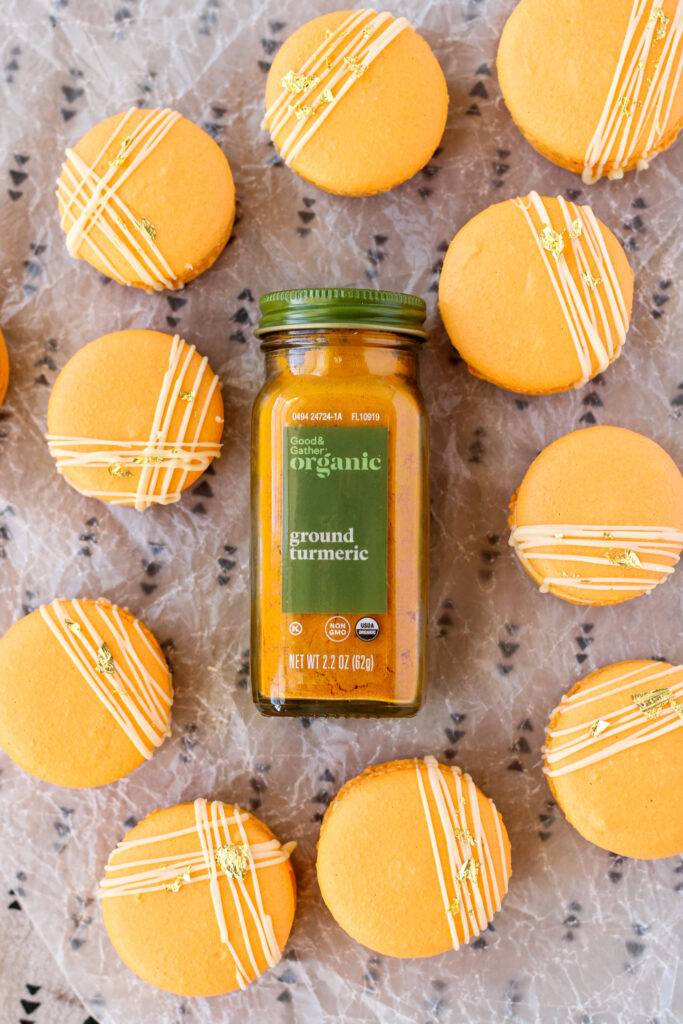 Orange macarons with turmeric