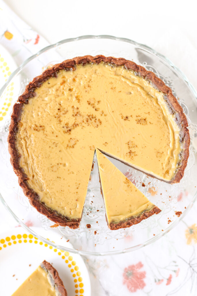 Custard Tart with a Chocolate Pastry Shell
