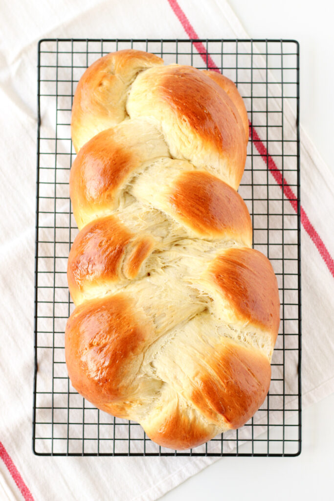 4 Yolk Challah on a cooling rack
