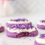 Ube Sugar Cookies with a bite taken out