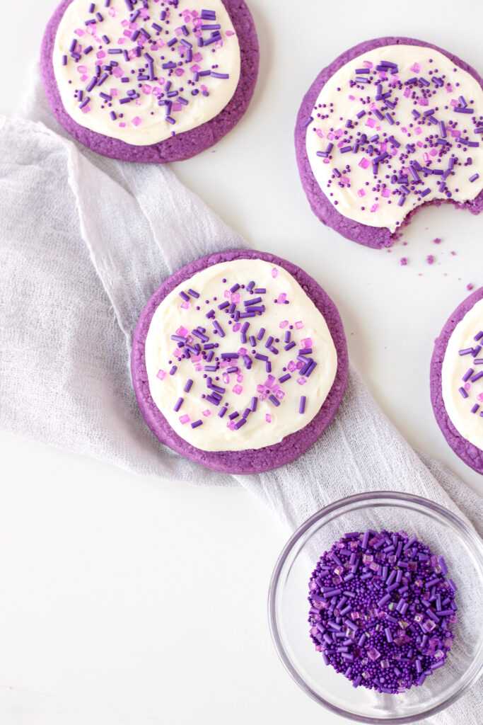 Ube Sugar Cookies with purple sprinkles