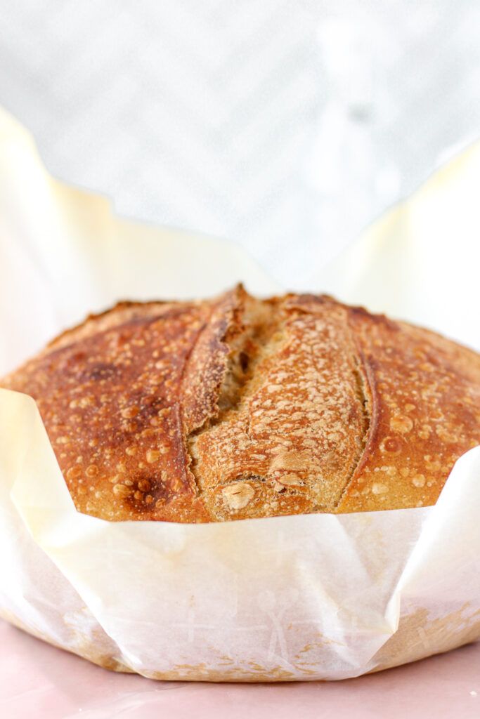 Sourdough Bread with Whole Wheat Flour in parchment paper