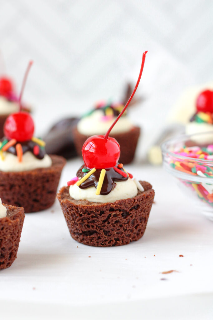 Mini Brownie Sundaes with a cherry on top