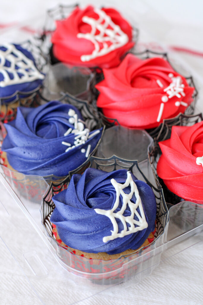 Red and Blue Spiderman Cupcakes