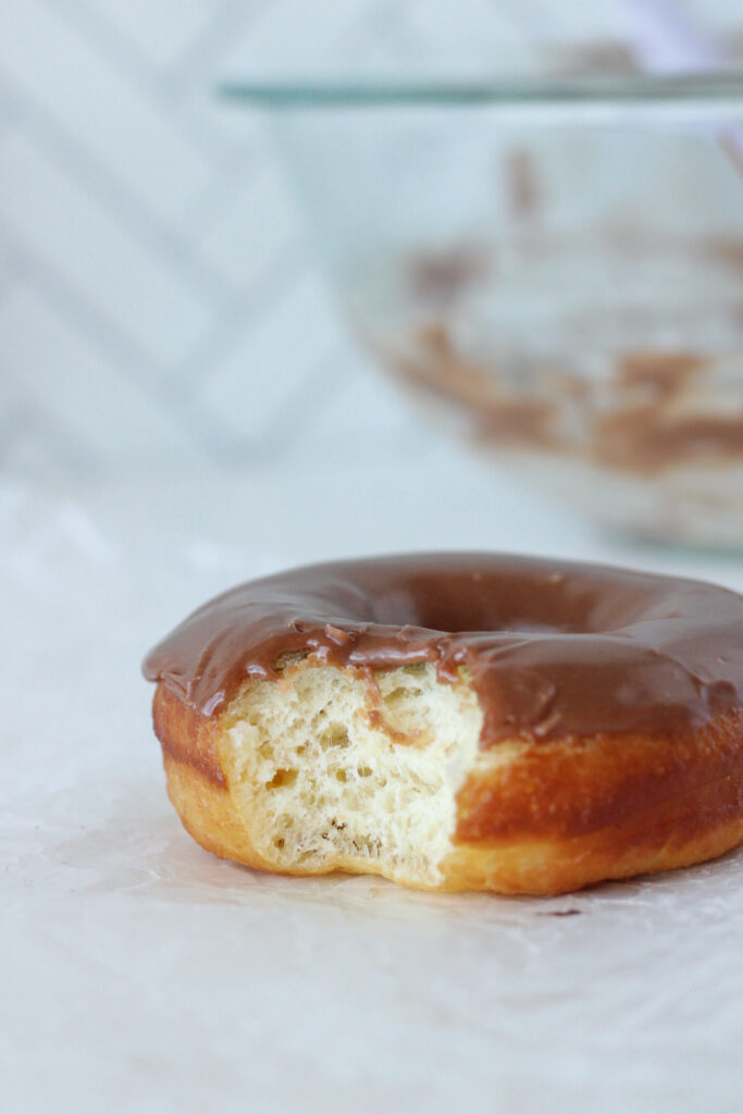 Nutella donut with a bite taken out