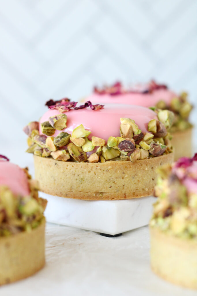 Pistachio, Rose, and Strawberry Tartlet