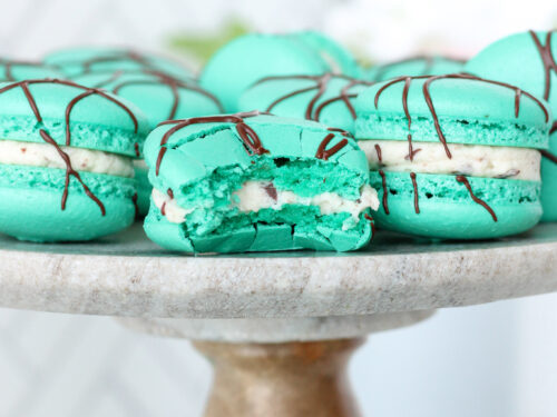 Peppermint Chip Macarons - Bakes and Blunders