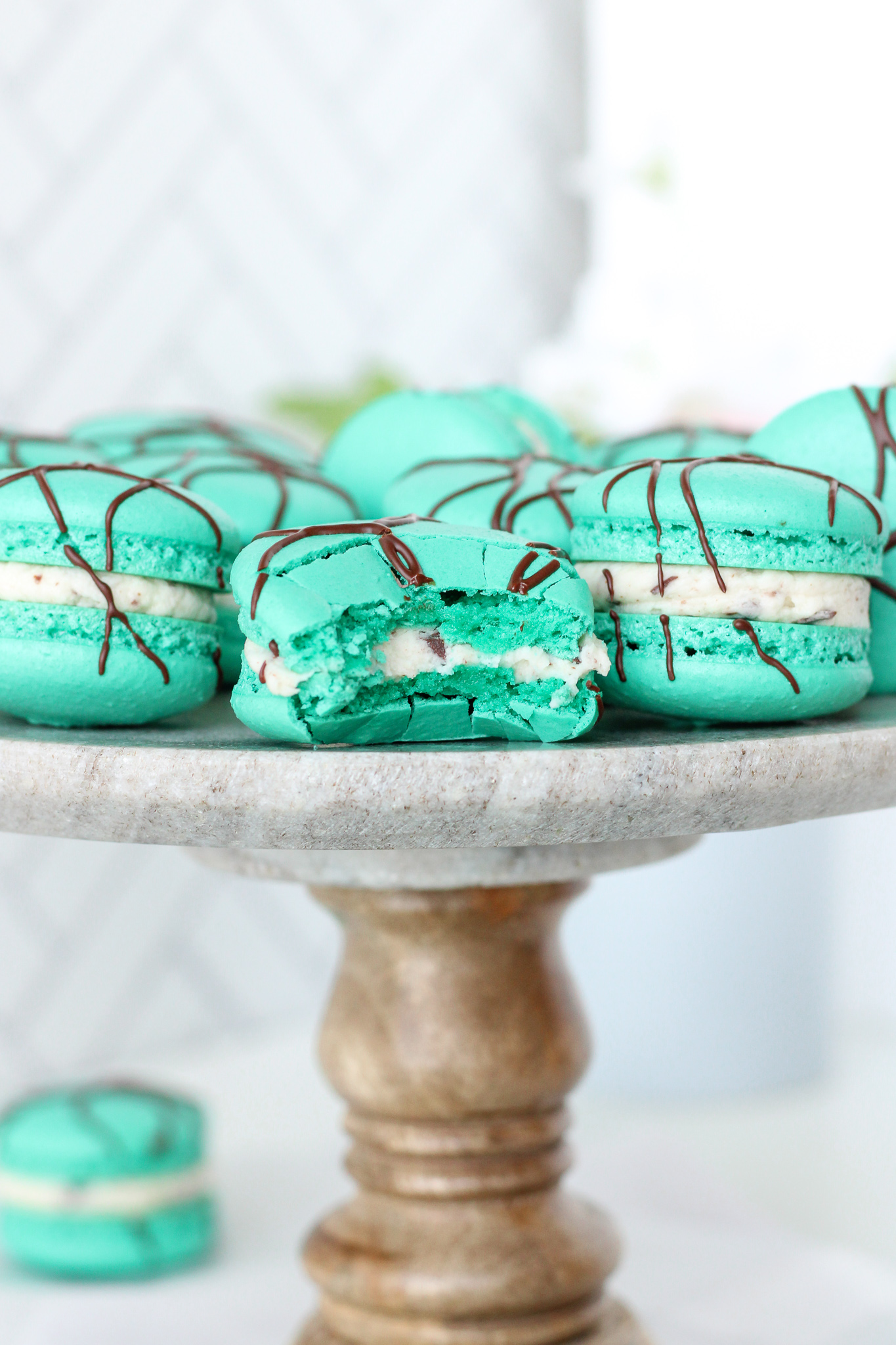 Peppermint Chip Macarons - Bakes and Blunders