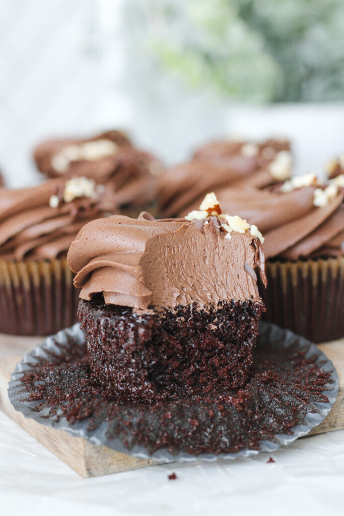 Nutella Cupcakes, one has been bitten into