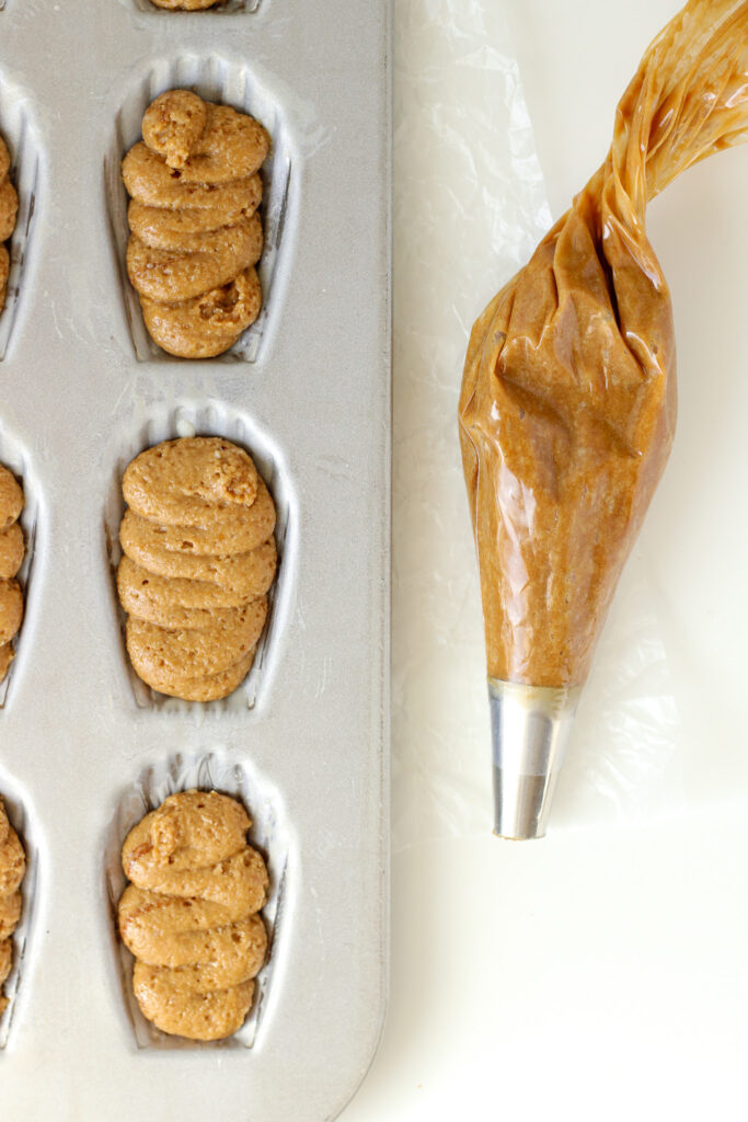 Piping Brown Sugar Espresso Madeleines