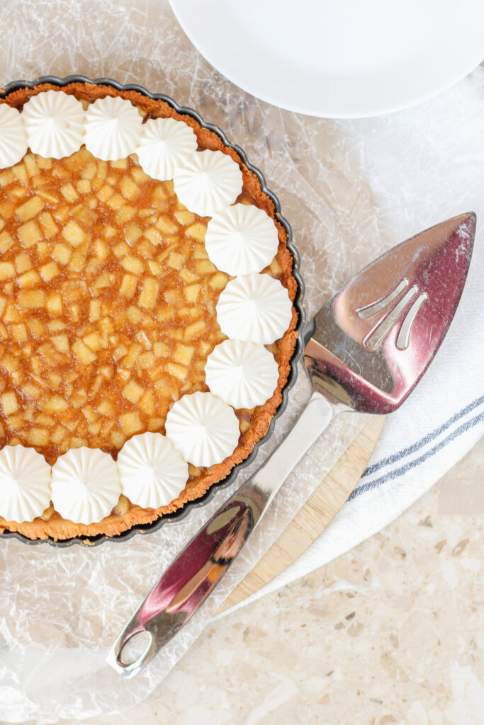 Chestnut Apple Tart and a serving spatula
