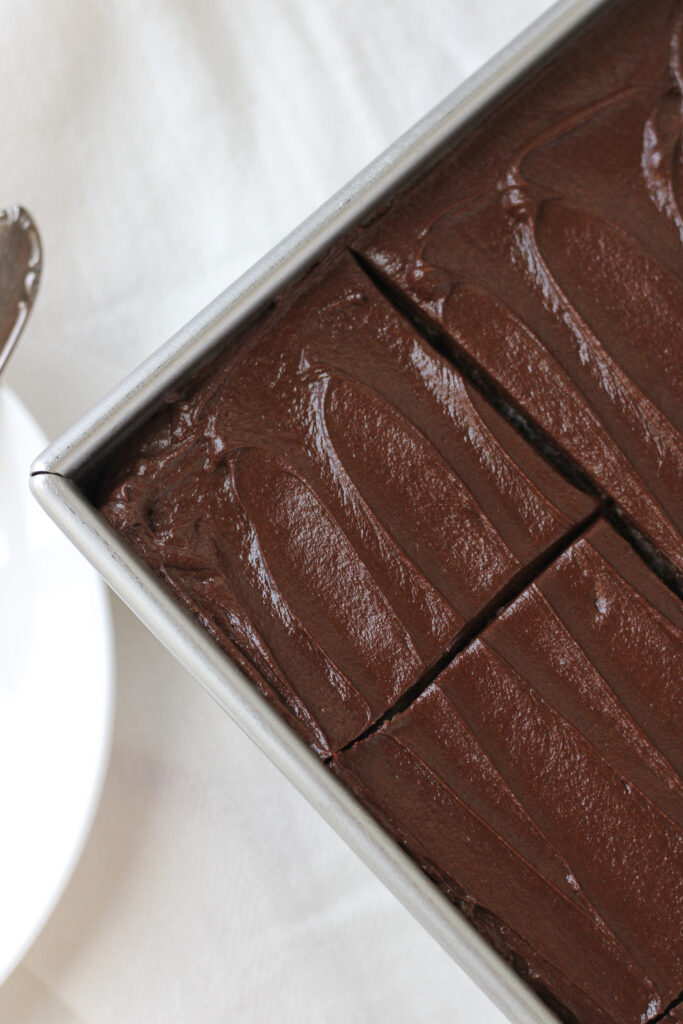 Marble Sheet Cake with Fudge Frosting