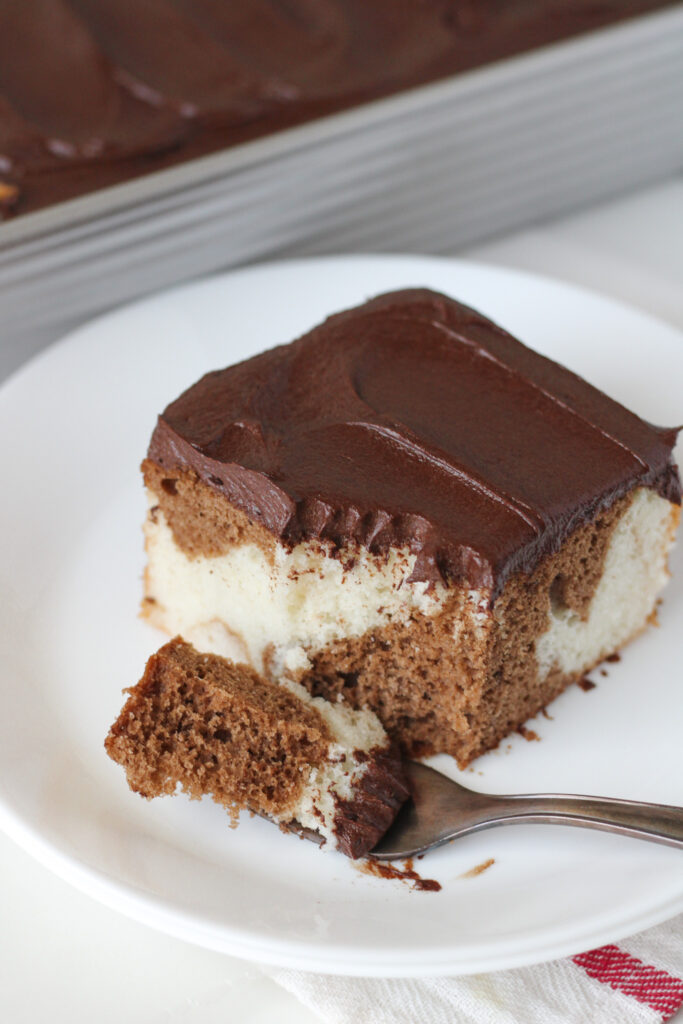 Marble Sheet Cake with Fudge Frosting